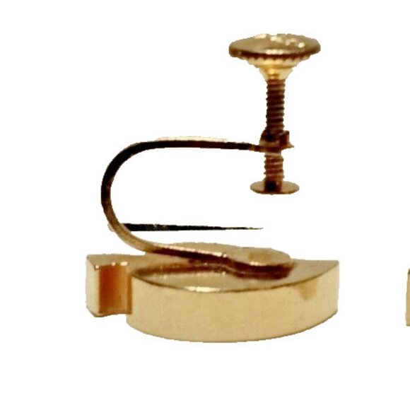 CORO Signed Vintage Gold-Tone Spade Earrings Card Suit  Pair Woman Screw-Back 3D - Picture 2 of 8